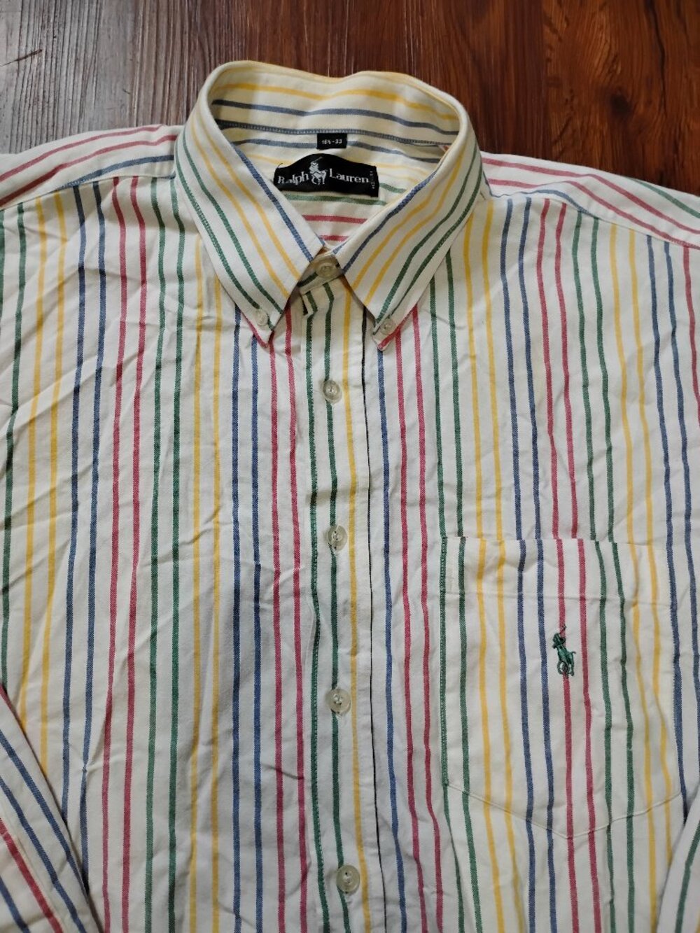 Vintage Ralph Lauren Rainbow Primary Pinstripe Button Shirt